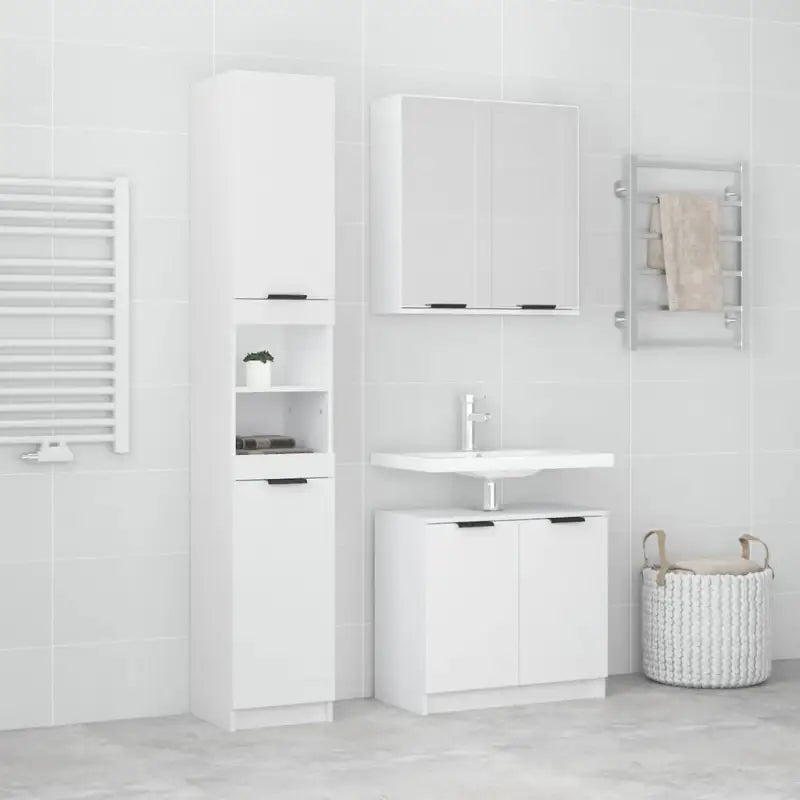 Badekamermeubelset met bewerkt hout en perfecte afmetingen bodemkast - Wit - Badkamermeubelsets