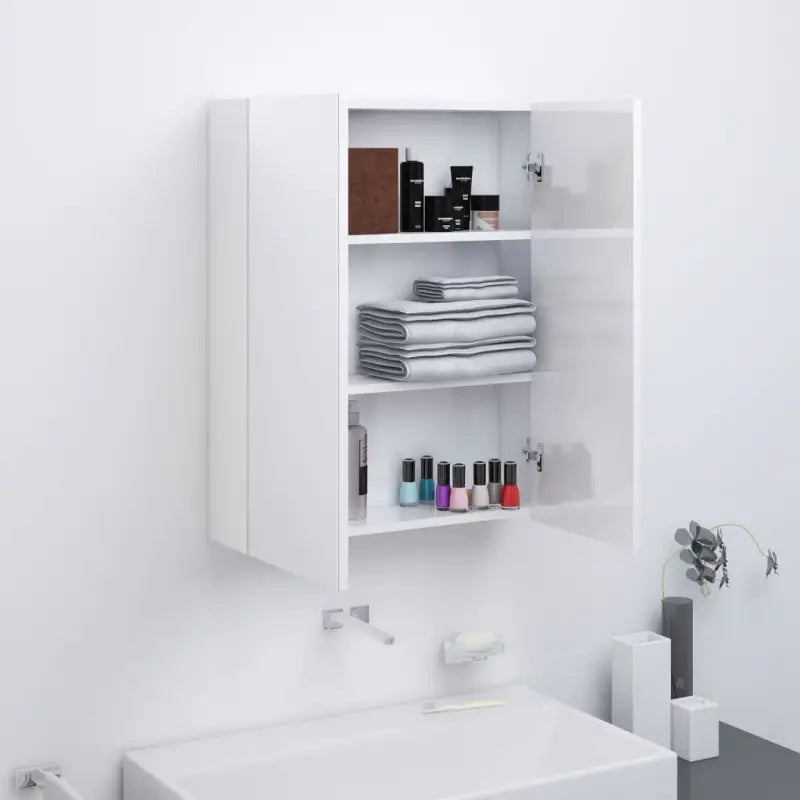 Badkamer Spiegelkast met Charmante en Moderne uitstraling - Glanzend wit / 1 - Badkamerkaptafels