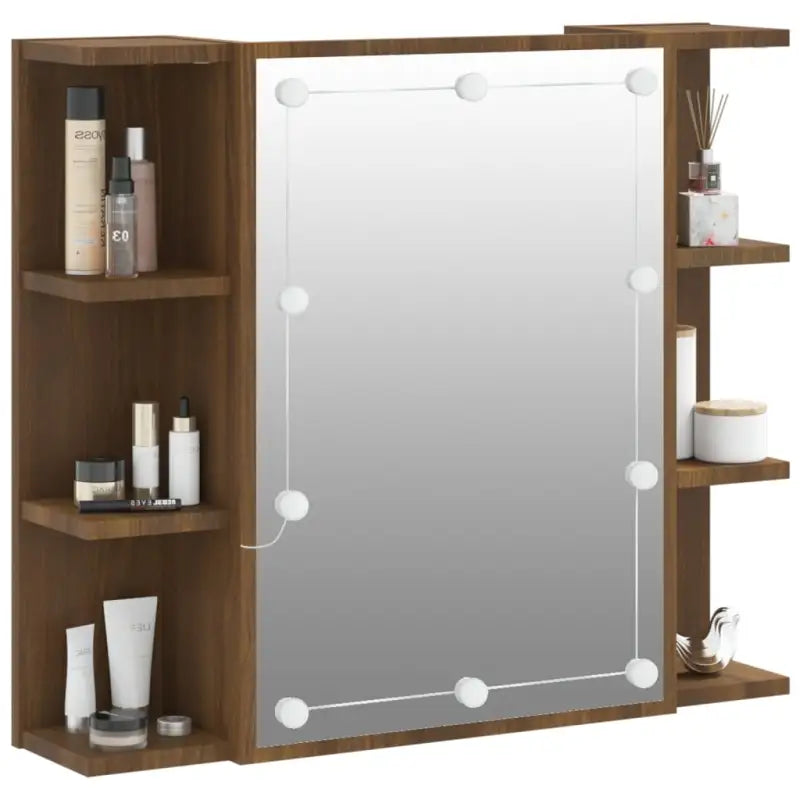 Badkamerkaptafel met LED en bewerkt hout voor een nette make-up opbergplek - Badkamerkaptafels