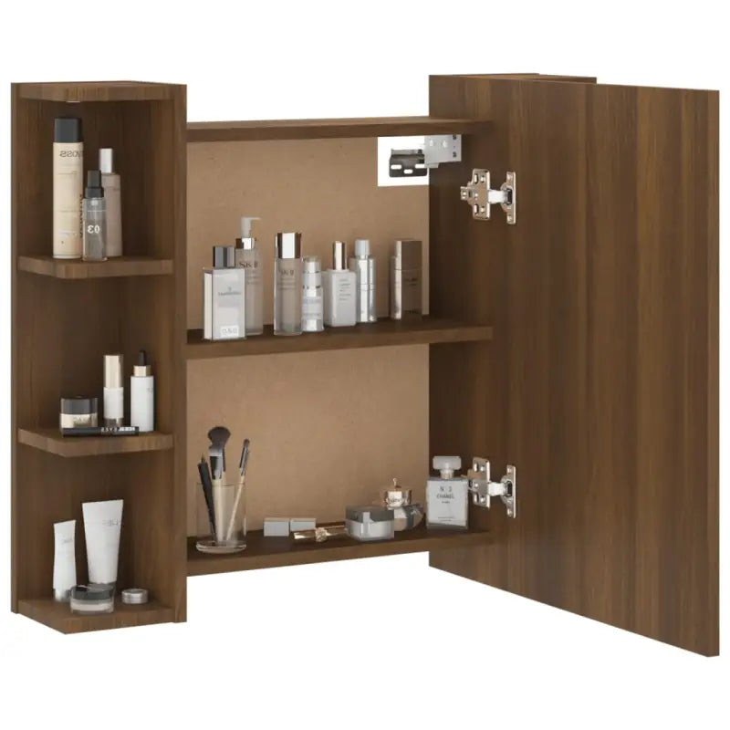 Badkamerkaptafel met LED en bewerkt hout voor een nette make-up opbergplek - Badkamerkaptafels