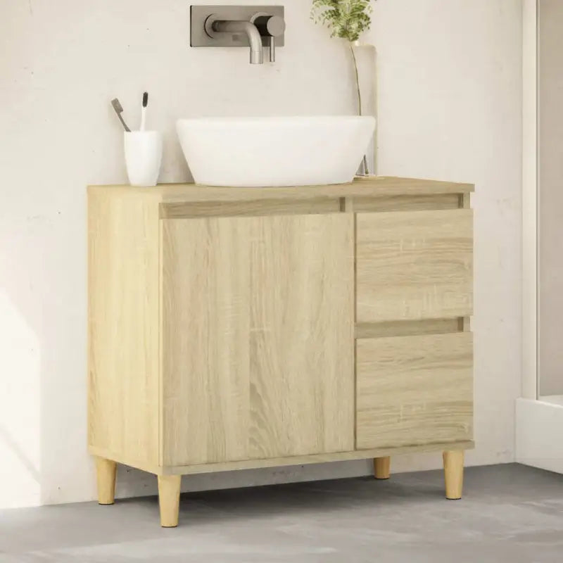 Badkamerkaptafel van massief eucalyptushout met veel opbergruimte - Sonoma eiken / 1 - Badkamerkaptafels