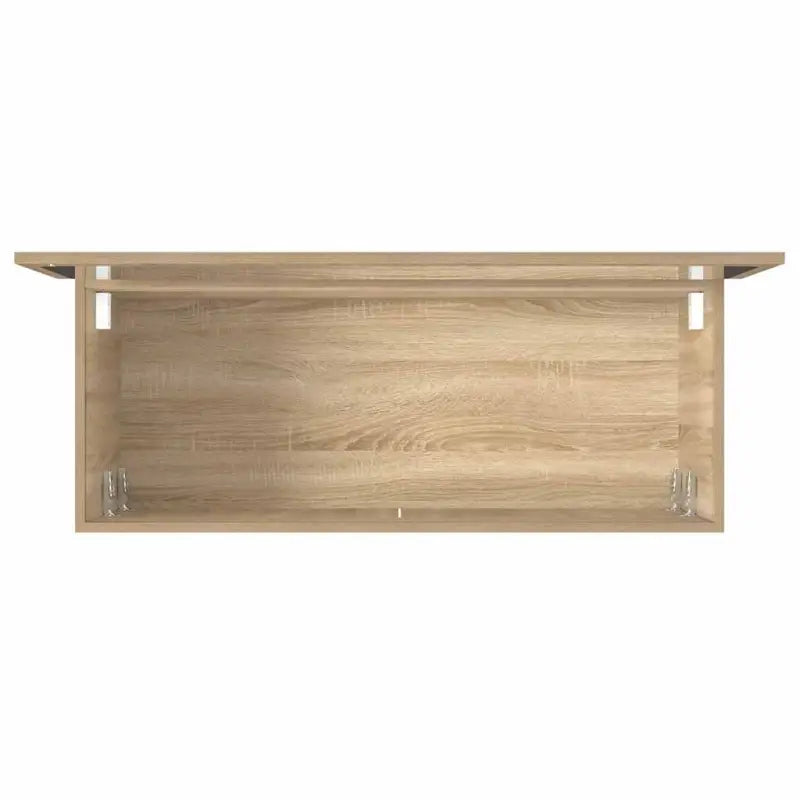 Badkamermeubelset met bewerkt hout en minimalistische spiegel - Badkamermeubelsets