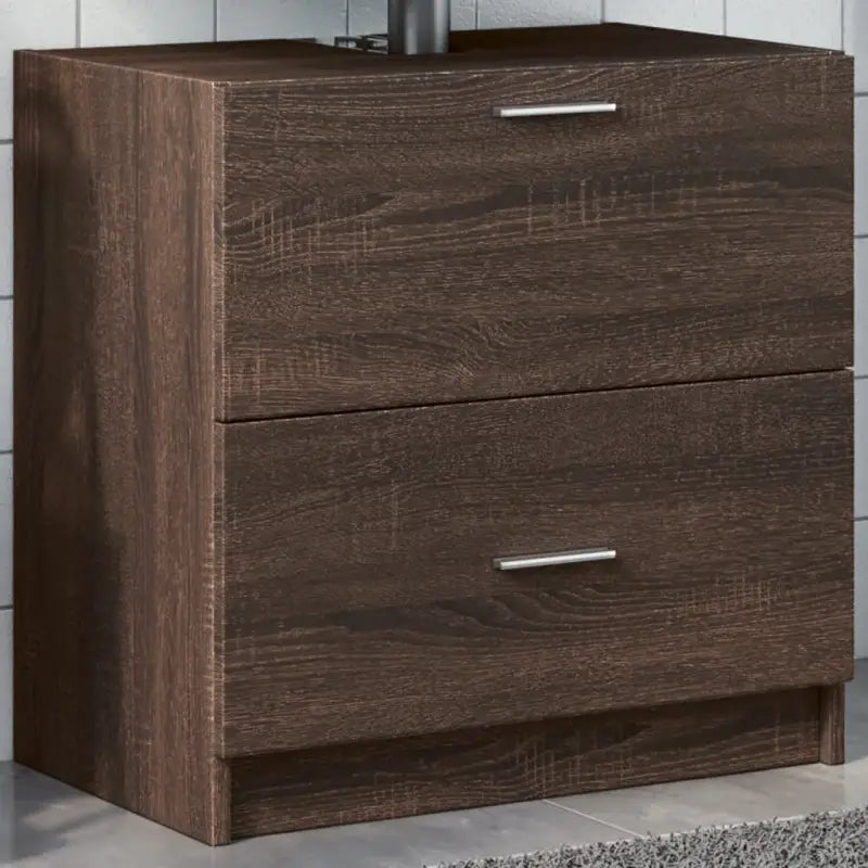 Badkamermeubelset met bewerkt hout en veel opbergruimte - bruin eikenkleur / 59 x 37 x 59 cm - Badkamermeubelsets