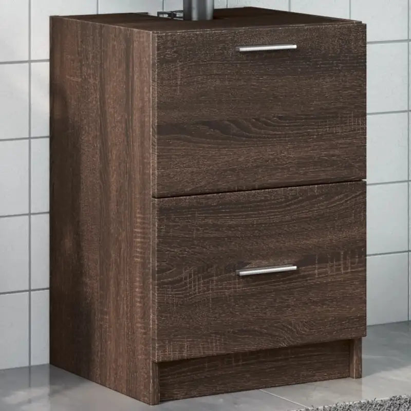 Badkamermeubelset met bewerkt hout en veel opbergruimte - bruin eikenkleur / 40 x 37 x 59 cm - Badkamermeubelsets