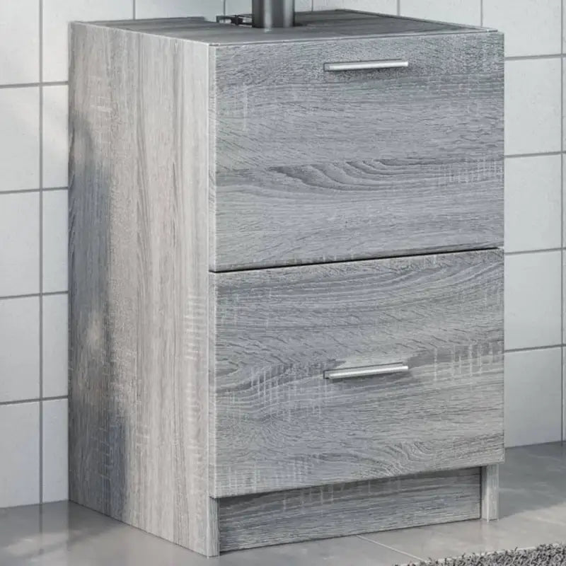Badkamermeubelset met bewerkt hout en veel opbergruimte - Grijs sonoma / 40 x 37 x 59 cm - Badkamermeubelsets