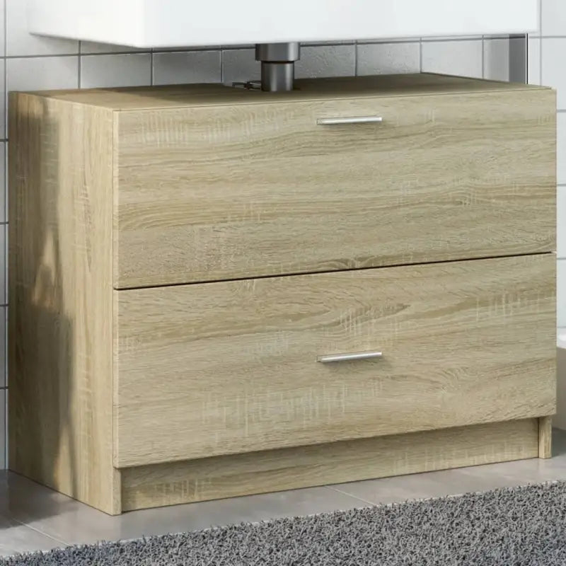 Badkamermeubelset met bewerkt hout en veel opbergruimte - Sonoma eiken / 78 x 37 x 59 cm - Badkamermeubelsets