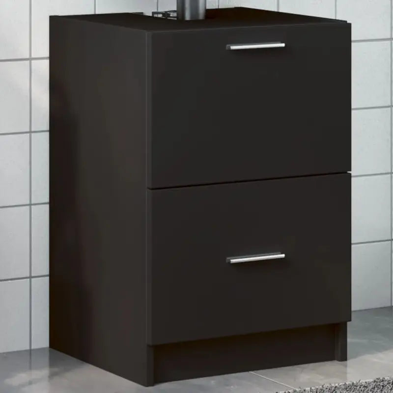 Badkamermeubelset met bewerkt hout en veel opbergruimte - Zwart / 40 x 37 x 59 cm - Badkamermeubelsets