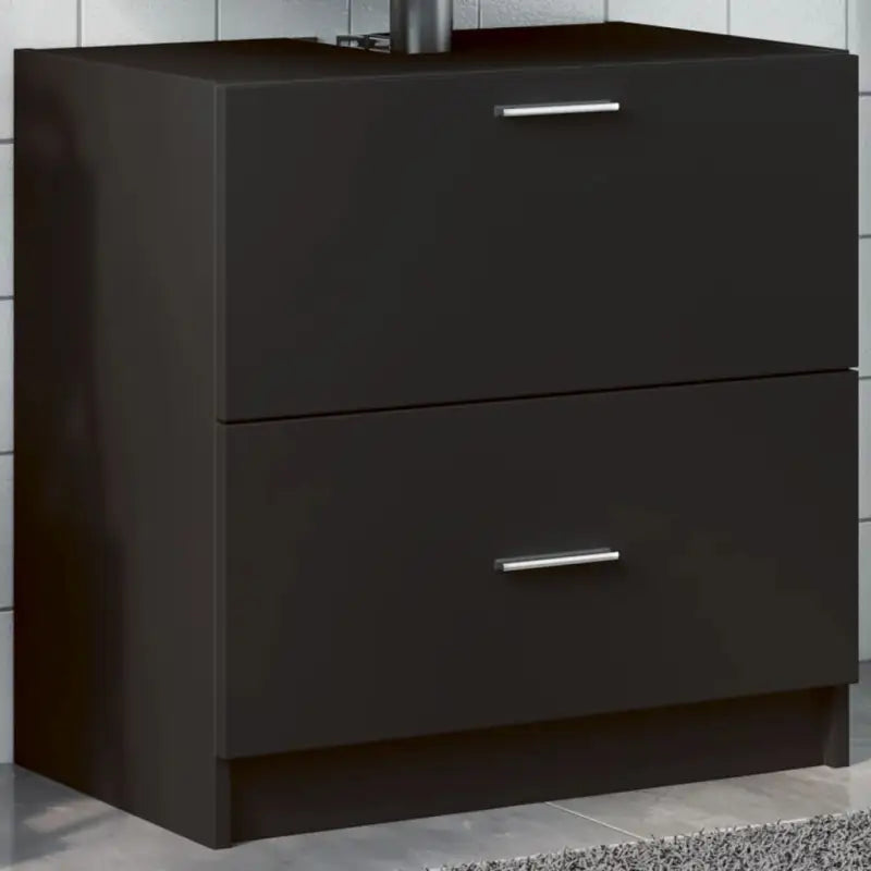 Badkamermeubelset met bewerkt hout en veel opbergruimte - Zwart / 59 x 37 x 59 cm - Badkamermeubelsets