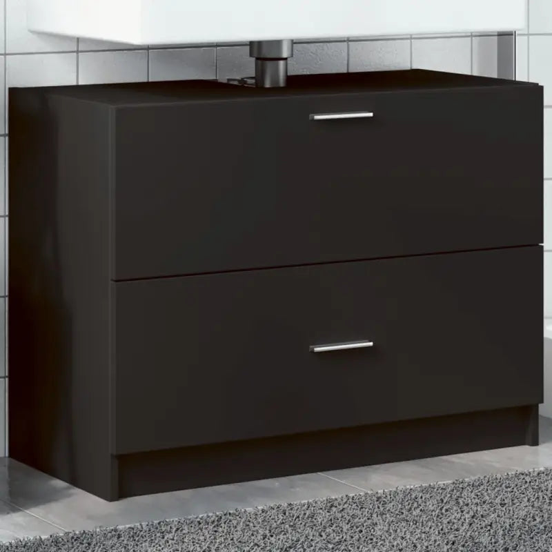 Badkamermeubelset met bewerkt hout en veel opbergruimte - Zwart / 78 x 37 x 59 cm - Badkamermeubelsets