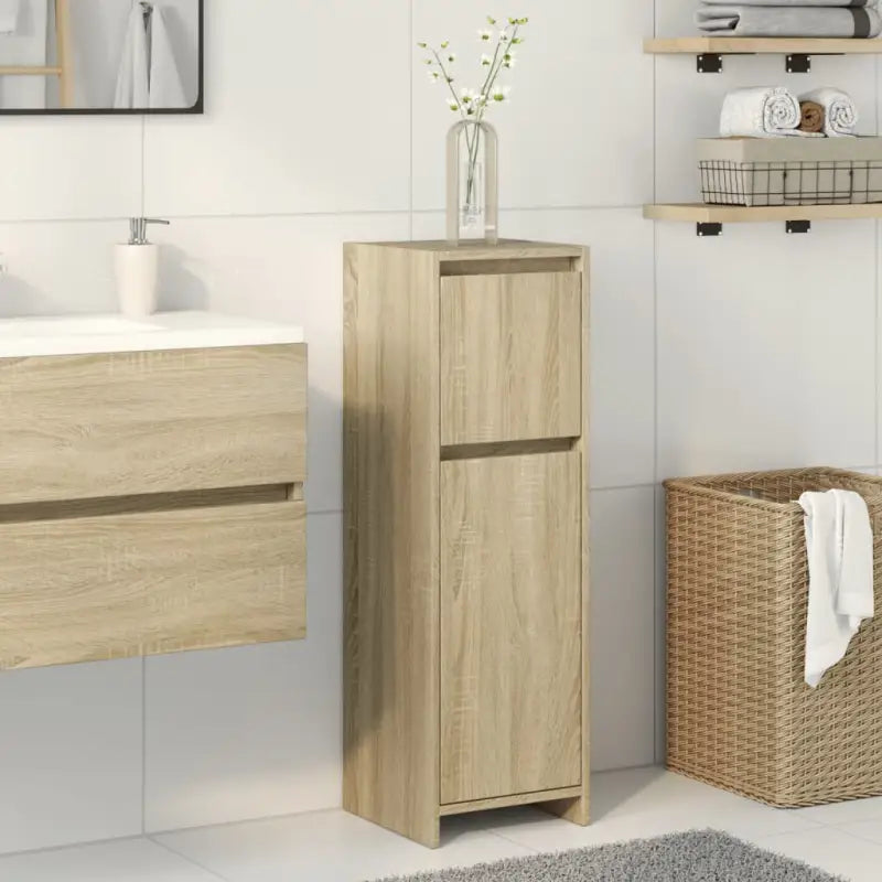 Badkamermeubelset met bewerkt hout voor elegante opbergruimte - Sonoma eiken - Badkamermeubelsets