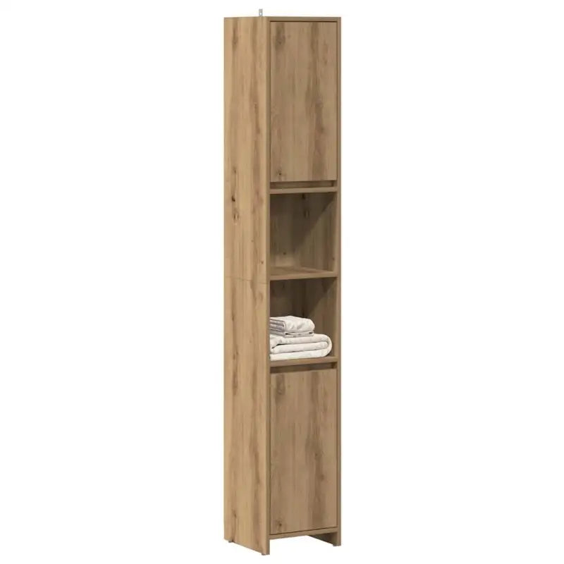 Badkamermeubelset met bewerkt hout voor extra opbergruimte - artisanaal eikenkleurig / Zonder handvat