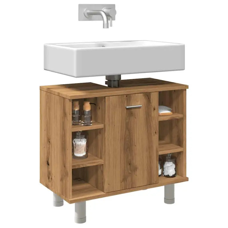 Badkamermeubelset met bewerkt hout voor extra opbergruimte - artisanaal eikenkleurig - Badkamermeubelsets