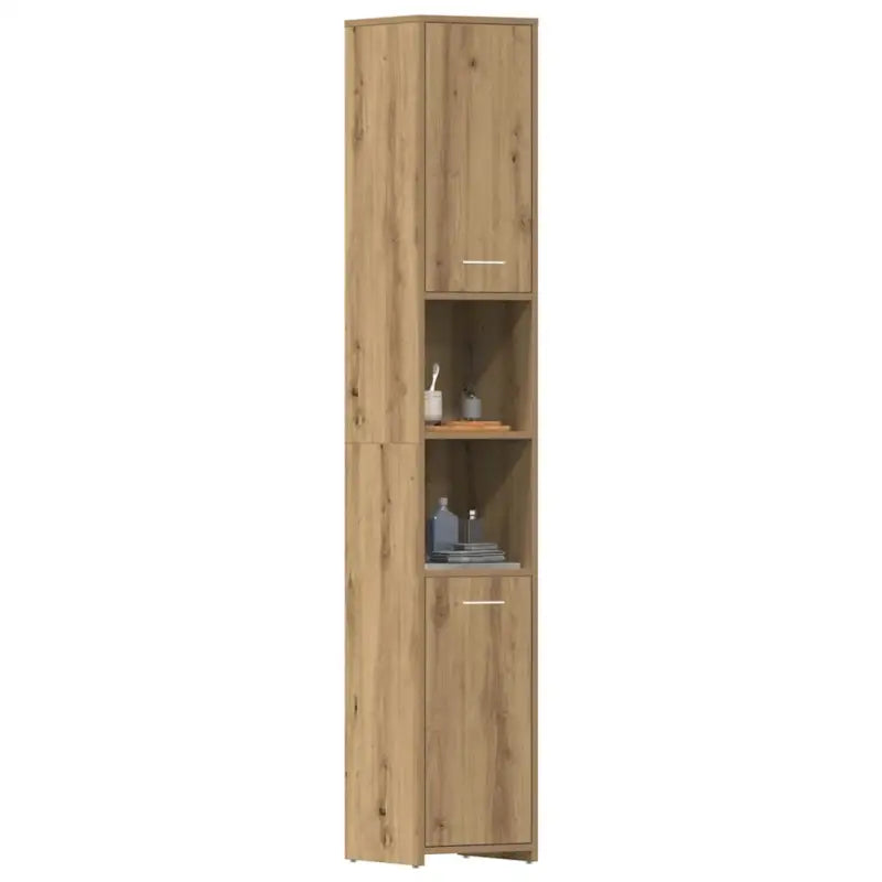 Badkamermeubelset met bewerkt hout voor extra opbergruimte - artisian oak / Met handvat - Badkamermeubelsets