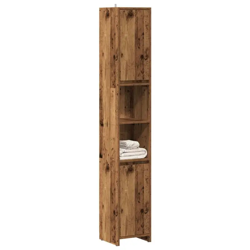 Badkamermeubelset met bewerkt hout voor extra opbergruimte - Oud hout / Zonder handvat - Badkamermeubelsets