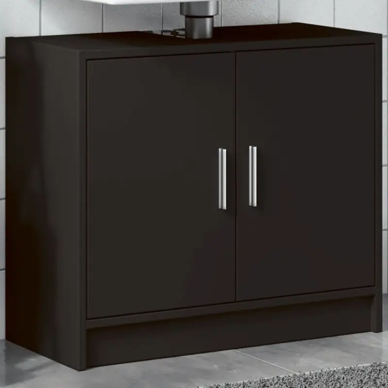 Badkamermeubelset met bewerkt hout voor opbergruimte en modern design - Zwart - Badkamermeubelsets