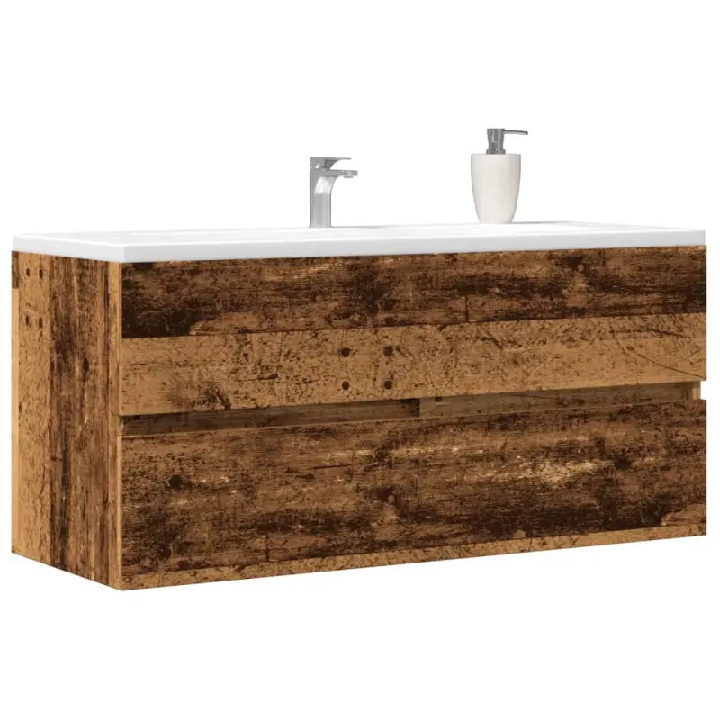 Badkamermeubelset met gootsteenkast van bewerkt hout voor extra opbergruimte - Oud hout / 100 x 38.5 x 45 cm