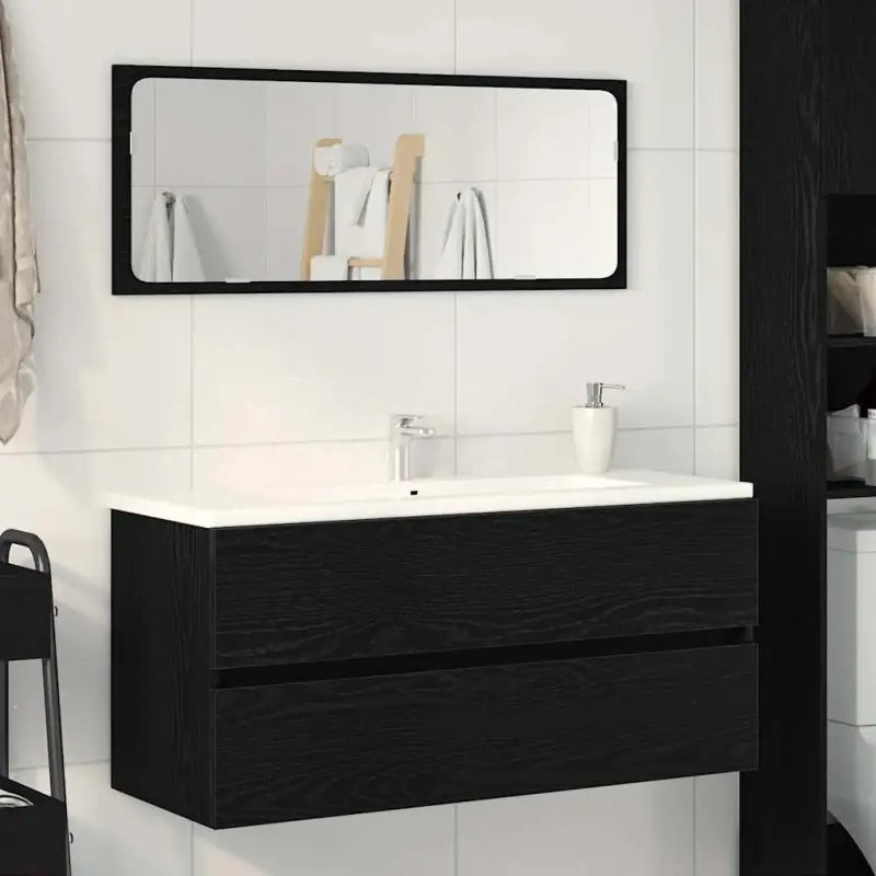 Badkamermeubelset met gootsteenkast van bewerkt hout voor extra opbergruimte - Zwart eiken / 100 x 38.5 x 45 cm