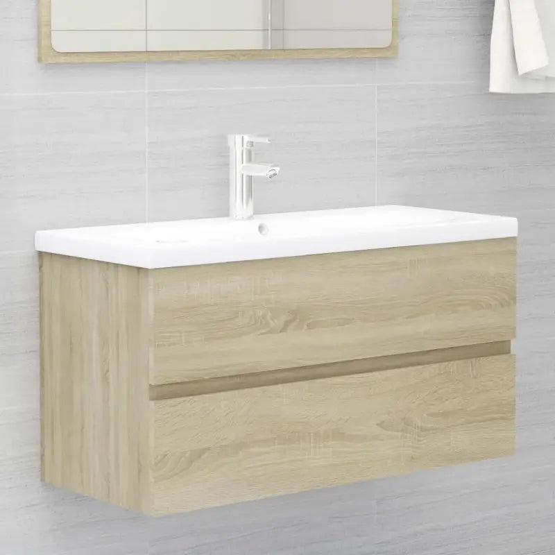 Badkamermeubelset met gootsteenkast van bewerkt hout voor extra opbergruimte - Sonoma eiken / 90 x 38.5 x 45 cm