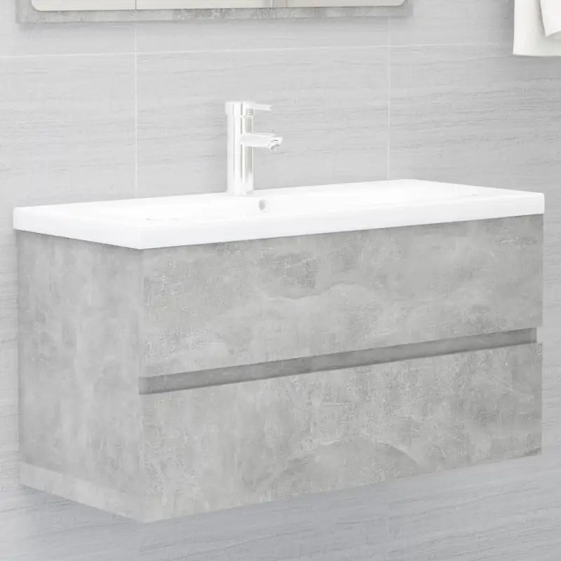 Badkamermeubelset met gootsteenkast van bewerkt hout voor extra opbergruimte - Betongrijs / 90 x 38.5 x 45 cm