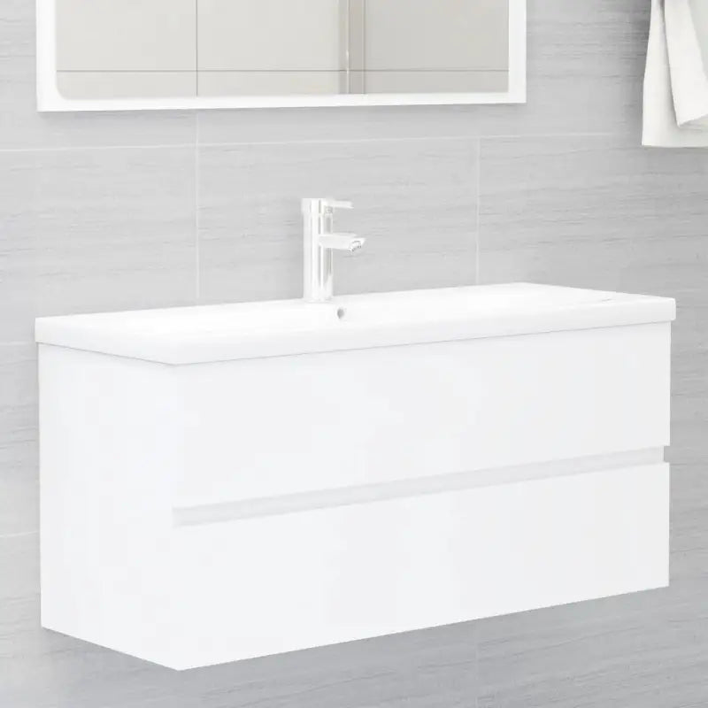 Badkamermeubelset met gootsteenkast van bewerkt hout voor extra opbergruimte - Wit / 100 x 38.5 x 45 cm