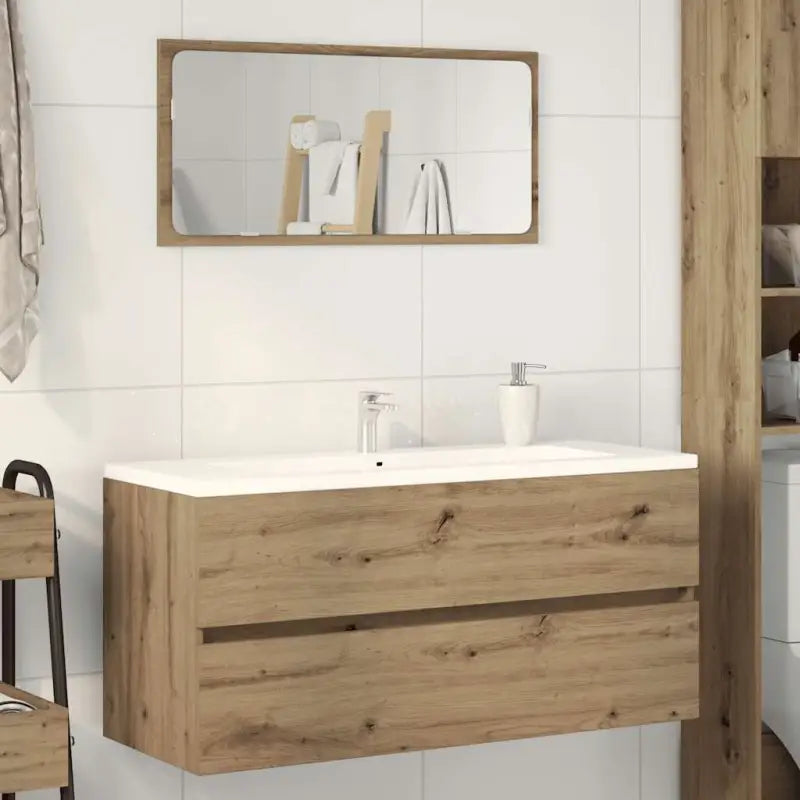 Badkamermeubelset met gootsteenkast van bewerkt hout voor extra opbergruimte - artisanaal eikenkleurig / 100 x 38.5 x