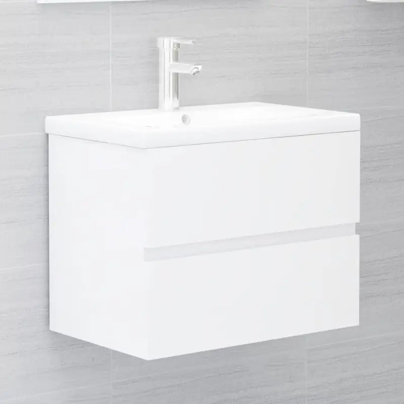 Badkamermeubelset met gootsteenkast van bewerkt hout voor extra opbergruimte - Hoogglans wit / 60 x 38.5 x 45 cm