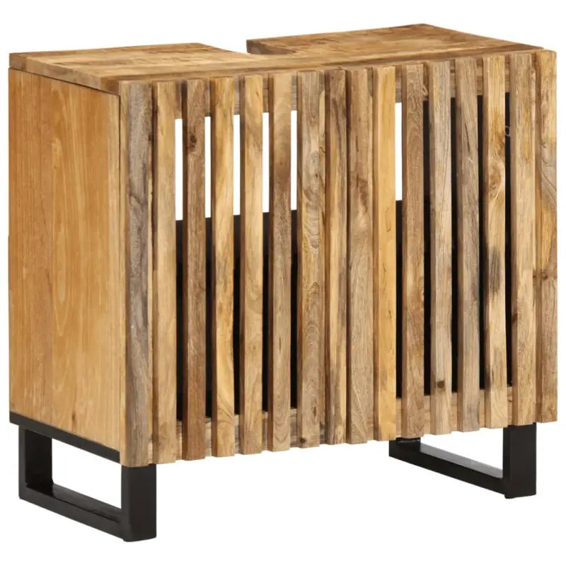 Badkamermeubelset met massief mangohout voor een elegante retro stijl - Naturel / Massief ruw mangohout
