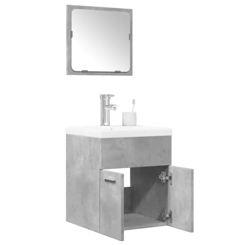 Badkamermeubelset van bewerkt hout met duurzame en vochtbestendige afwerking - Betongrijs / 41 x 38.5 x 46 cm