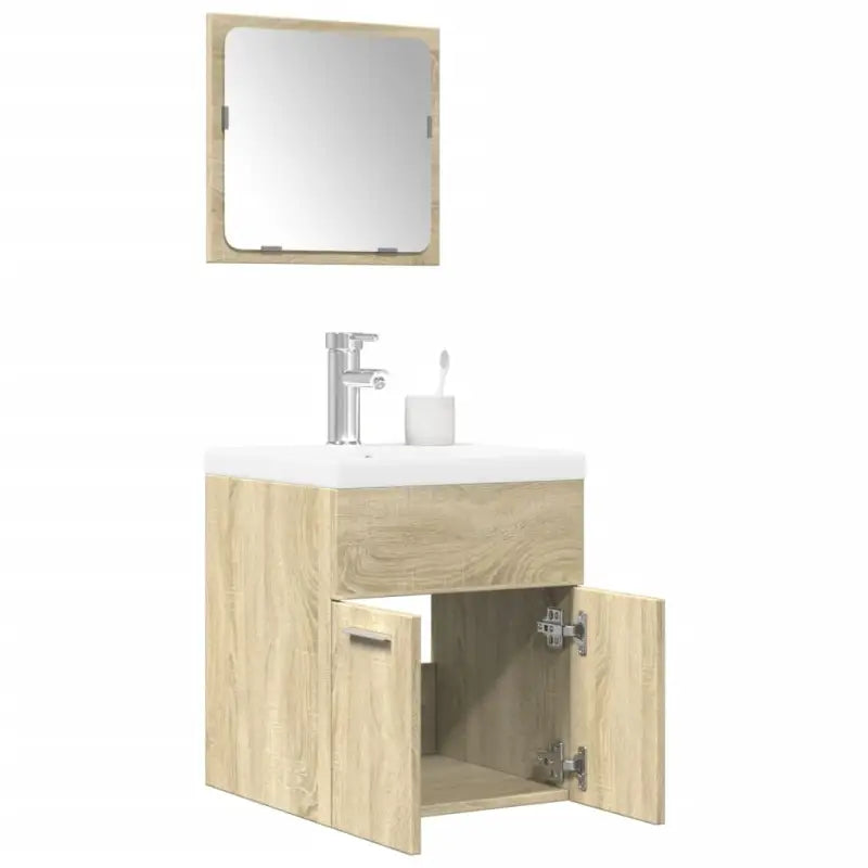 Badkamermeubelset van bewerkt hout met duurzame en vochtbestendige afwerking - Sonoma eiken / 41 x 38.5 x 46 cm
