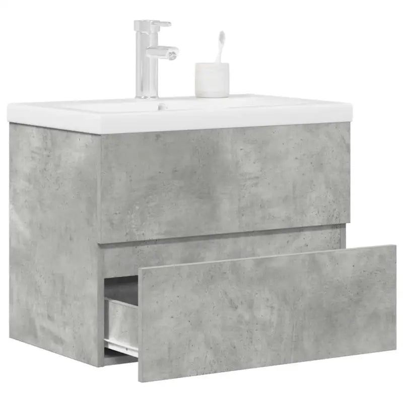 Badkamermeubelset van bewerkt hout met duurzame materialen en ruime afmetingen - Betongrijs / 60 x 38.5 x 45 cm