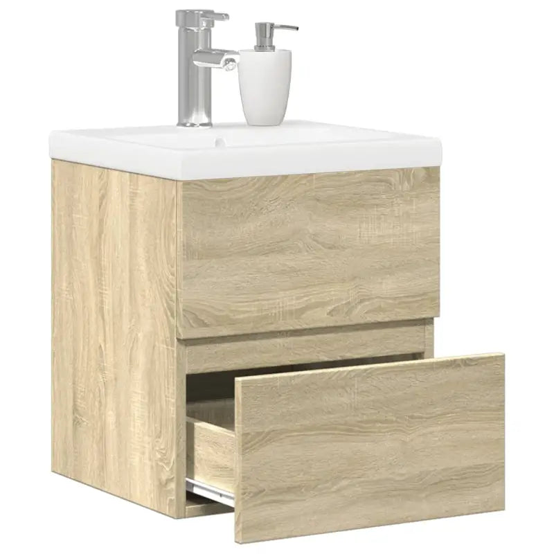 Badkamermeubelset van bewerkt hout met duurzame materialen en ruime afmetingen - Sonoma eiken / 41 x 38.5 x 45 cm