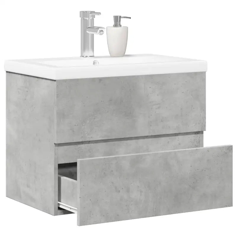 Badkamermeubelset van bewerkt hout met duurzame materialen en ruime afmetingen - Betongrijs / 60 x 38.5 x 45 cm