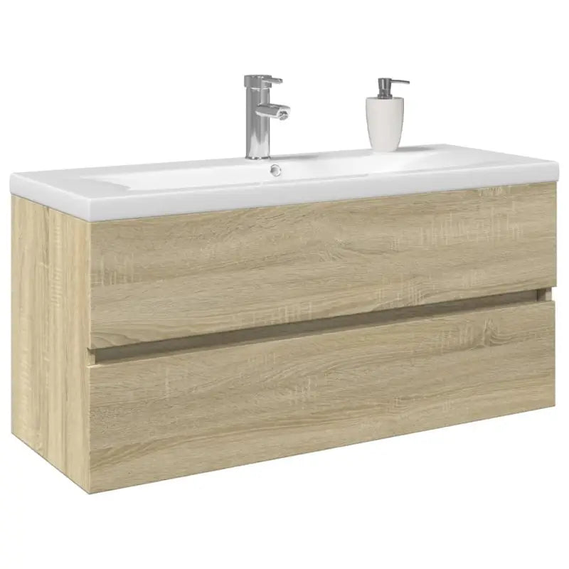 Badkamermeubelset van bewerkt hout met duurzame materialen en ruime afmetingen - Sonoma eiken / 100 x 38.5 x 45 cm