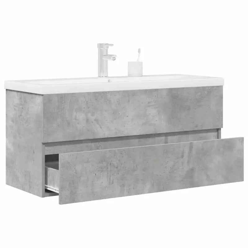 Badkamermeubelset van bewerkt hout met duurzame materialen en ruime afmetingen - Betongrijs / 100 x 38.5 x 45 cm
