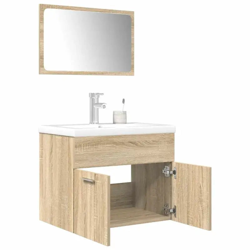 Badkamermeubelset van bewerkt hout voor een nette en stevige uitstraling - Sonoma eiken / 60 x 38.5 x 46 cm / 3