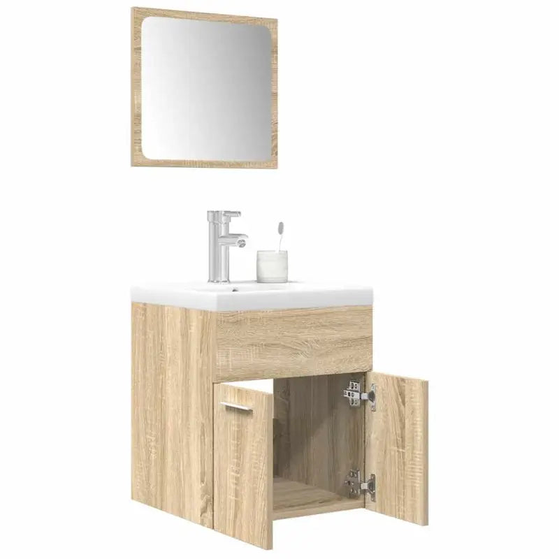 Badkamermeubelset van bewerkt hout voor een nette en stevige uitstraling - Sonoma eiken / 41 x 38.5 x 46 cm / 3