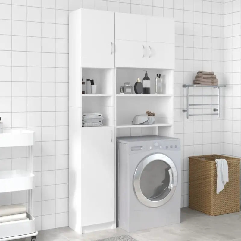 Badkamermeubelsets met bewerkt hout en open schappen voor extra opbergruimte - Wit - Badkamermeubelsets