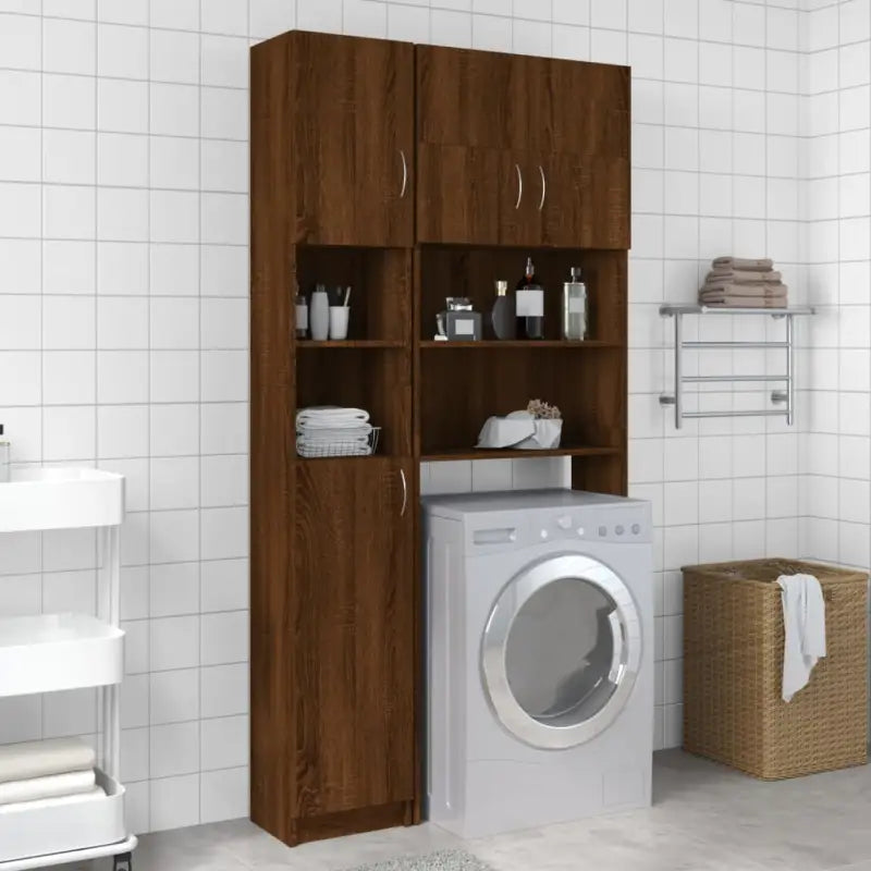 Badkamermeubelsets met bewerkt hout en open schappen voor extra opbergruimte - bruin eikenkleur - Badkamermeubelsets