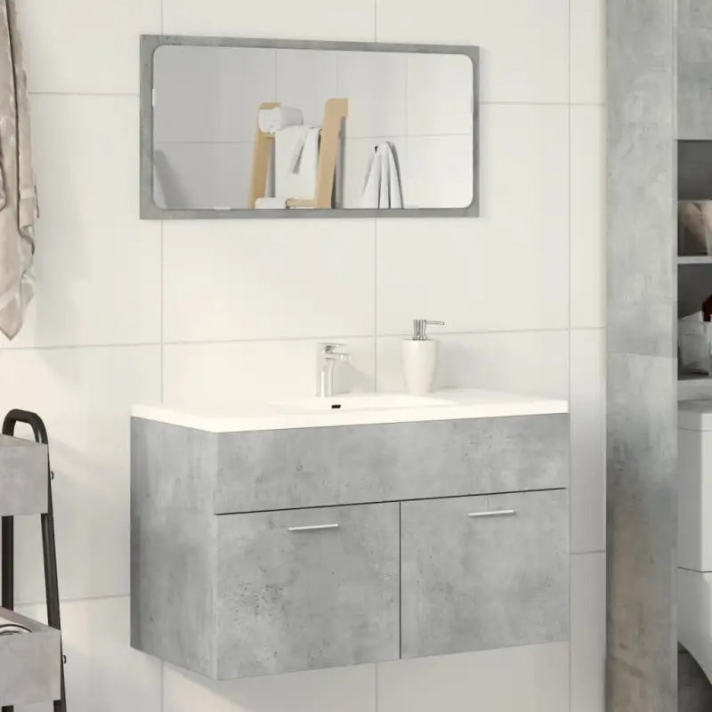Badsmeubelset met gootsteenkast van bewerkt hout voor extra opbergruimte - Betongrijs / 80 x 38.5 x 46 cm