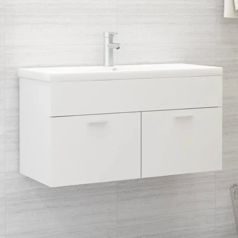 Badsmeubelset met gootsteenkast van bewerkt hout voor extra opbergruimte - Wit / 90 x 38.5 x 46 cm - Badkamermeubelsets