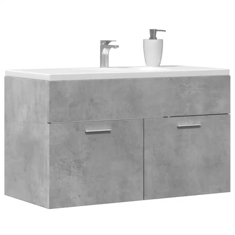 Badsmeubelset met gootsteenkast van bewerkt hout voor extra opbergruimte - Betongrijs / 90 x 38.5 x 46 cm