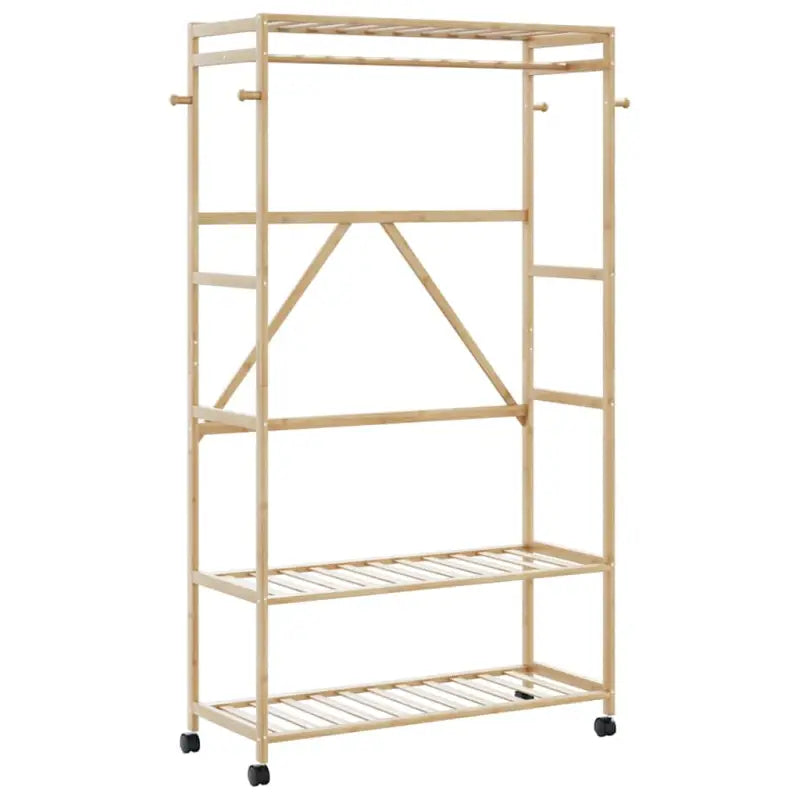 Bamboe kledingrek voor een natuurlijke en praktische ruimteorganisatie - 110 cm / 1 / met wielen - Kledingrekken &