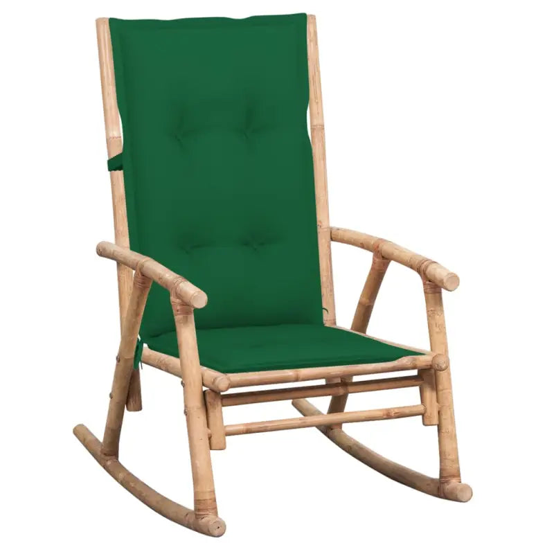 Bamboe schommelstoel voor tuin of terras met elastische band en sets touwtjes - Groen / 120 x 50 x 7 cm / 1