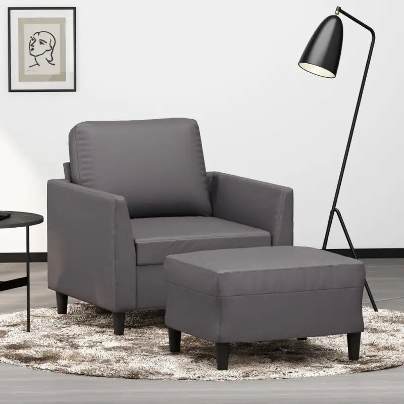 Banken Fauteuil in Kunstleer voor Ontspanning en Gezelligheid - Grijs - Banken