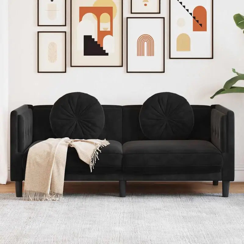 Banken fauteuil in kunstsuède voor ontspannen en gezellig comfort - Zwart / Tweezitsbank - Banken