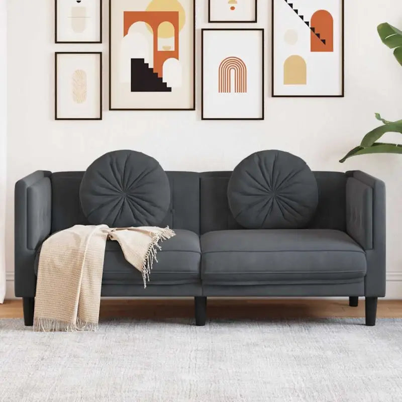 Banken fauteuil in kunstsuède voor ontspannen en gezellig comfort - Donkergrijs / Tweezitsbank - Banken