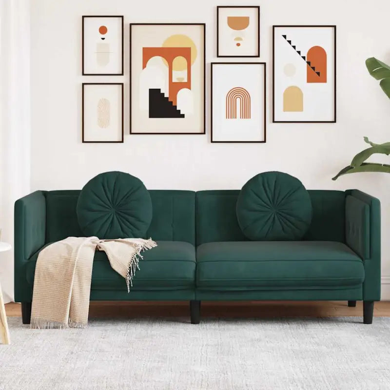 Banken fauteuil in kunstsuède voor ontspannen en gezellig comfort - Donkergroen / Driezitsbank - Banken