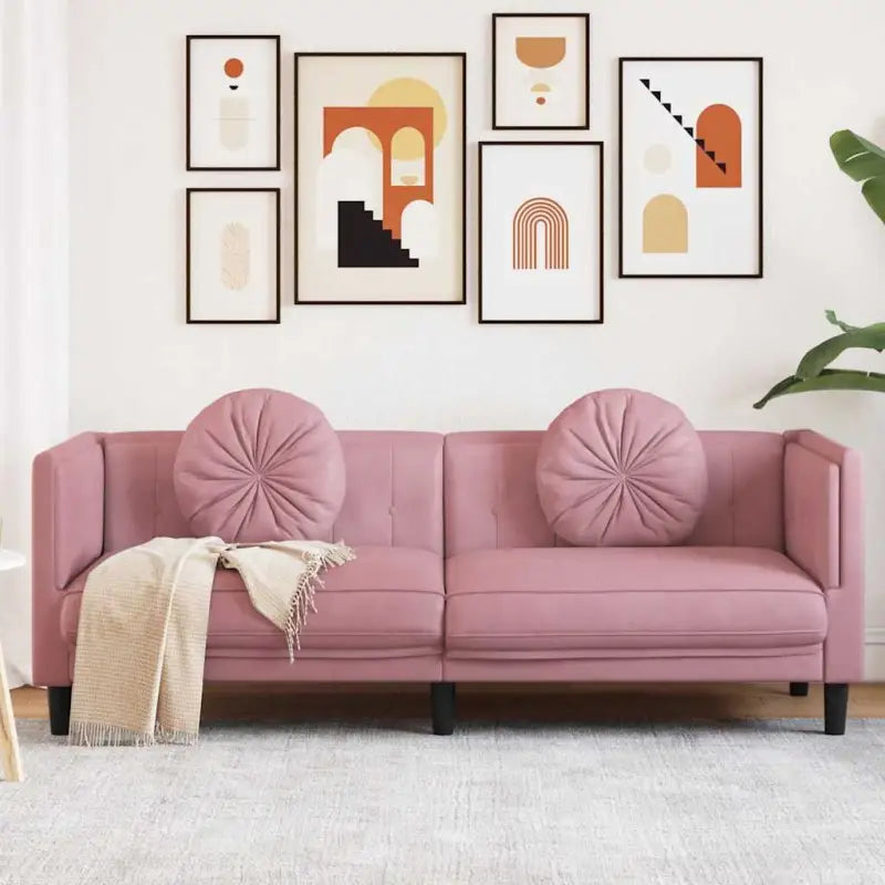Banken fauteuil in kunstsuède voor ontspannen en gezellig comfort - Roze / Driezitsbank - Banken
