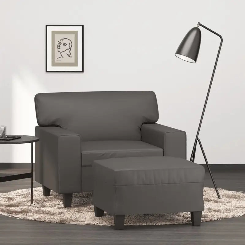 Banken fauteuil met kunstleer voor gezellige ontspanning - Grijs - Banken