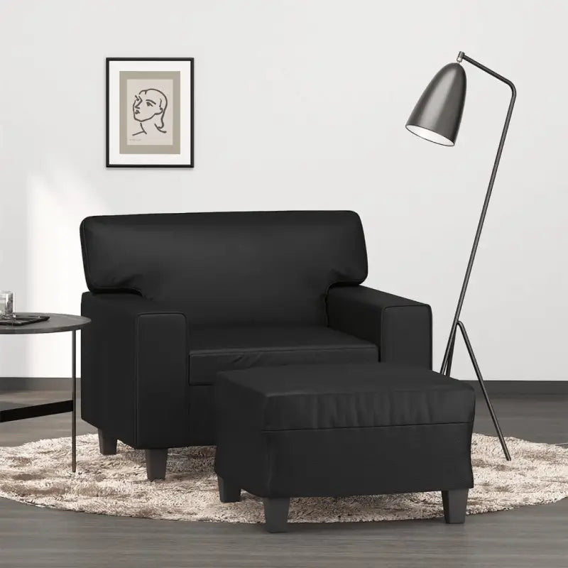 Banken fauteuil met kunstleer voor gezellige ontspanning - Zwart - Banken
